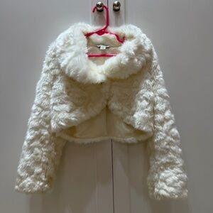 Rachel Zoe x Janie and Jack Girls White Faux Fur Jacket